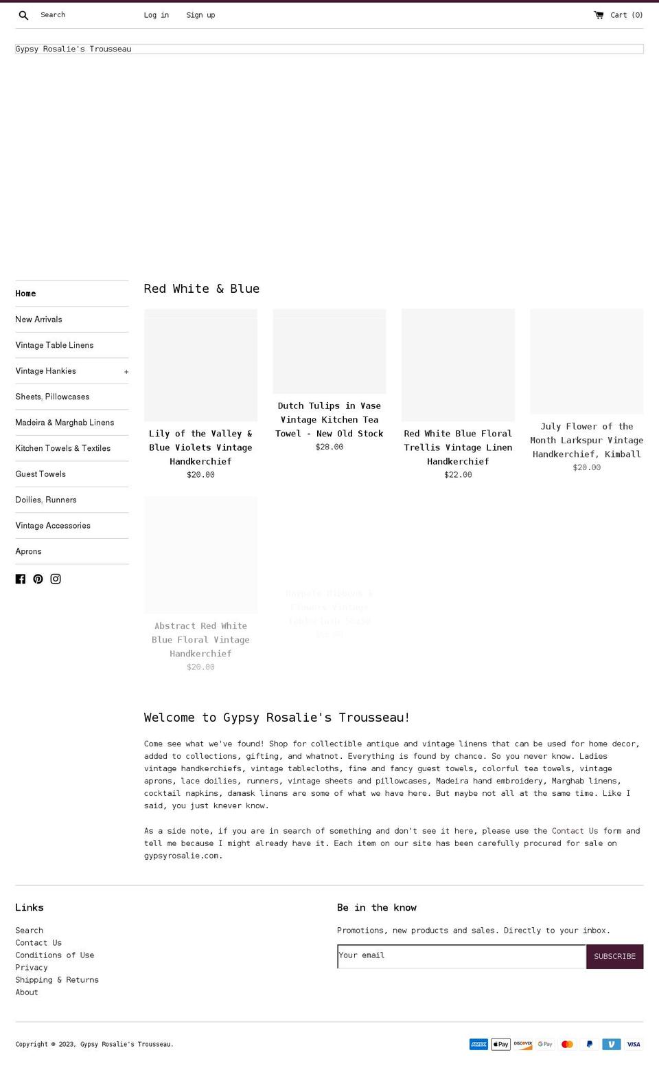gypsyrosalie.com shopify website screenshot