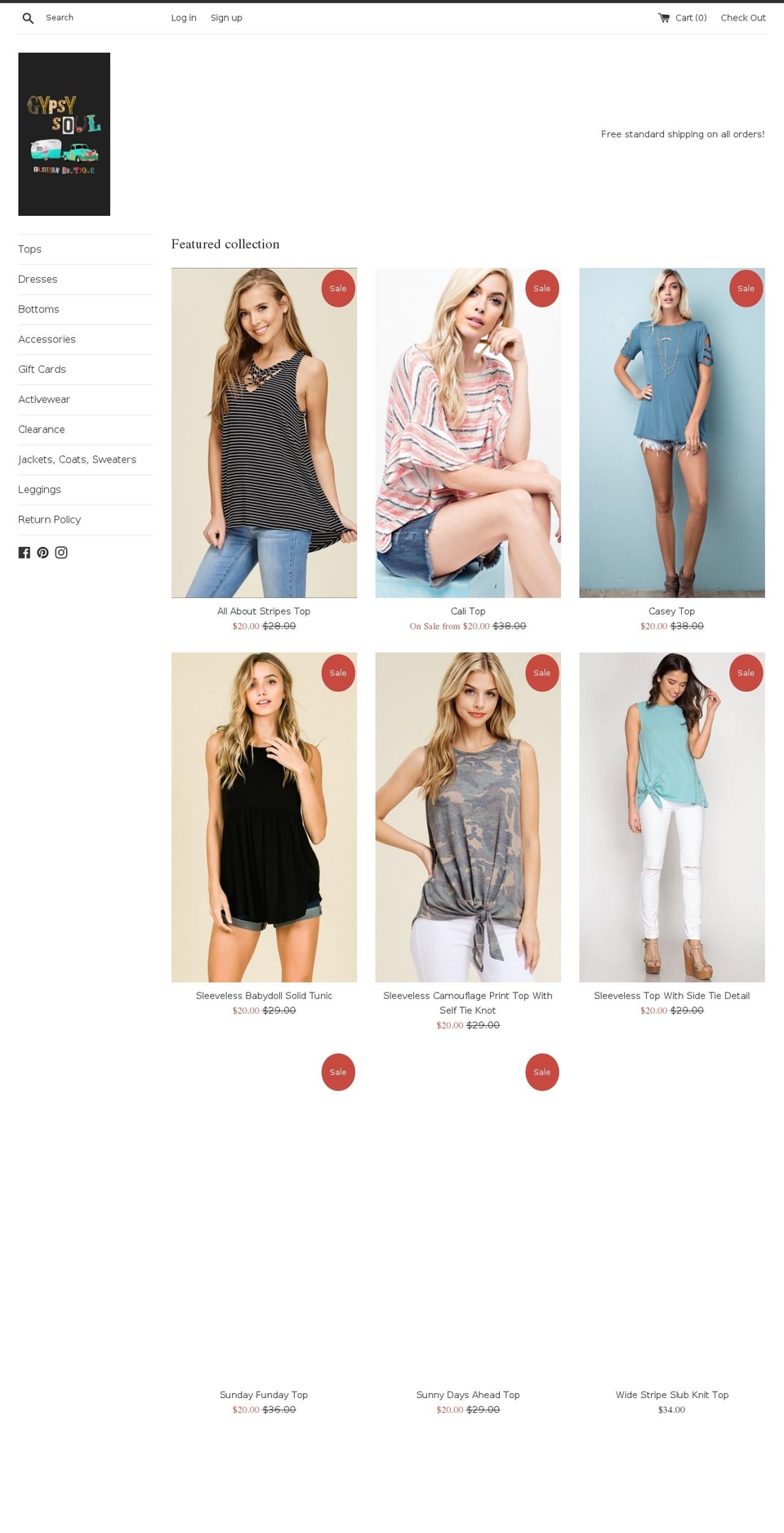 gypsysoulfashionboutique.com — Shopify storefront screenshot