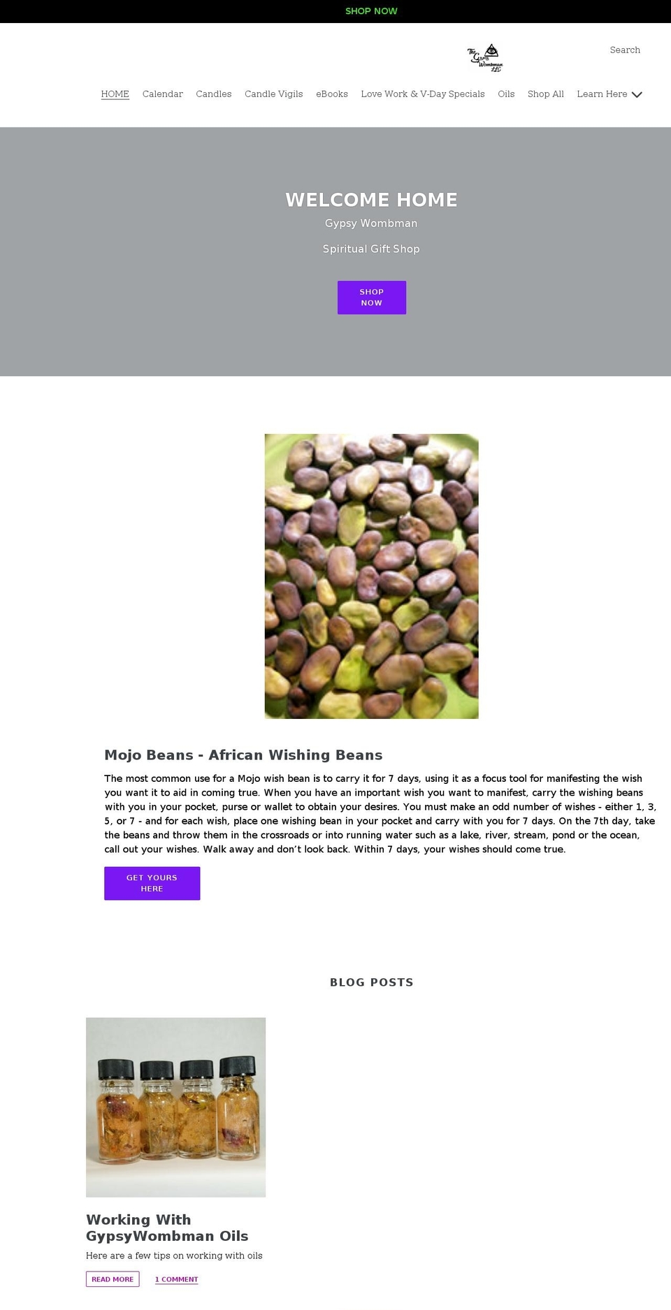 gypsywombman.com shopify website screenshot