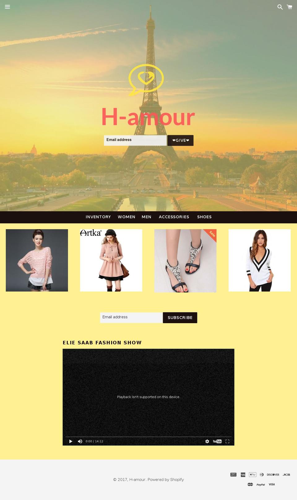 h-amour.com shopify website screenshot