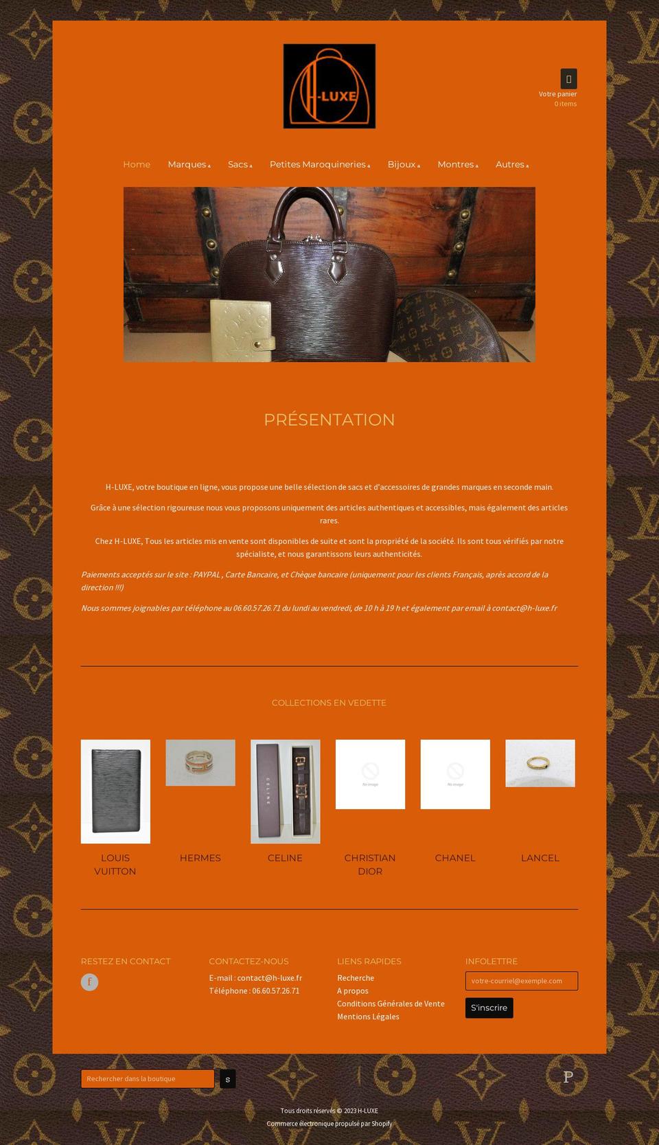 h-luxe.fr shopify website screenshot