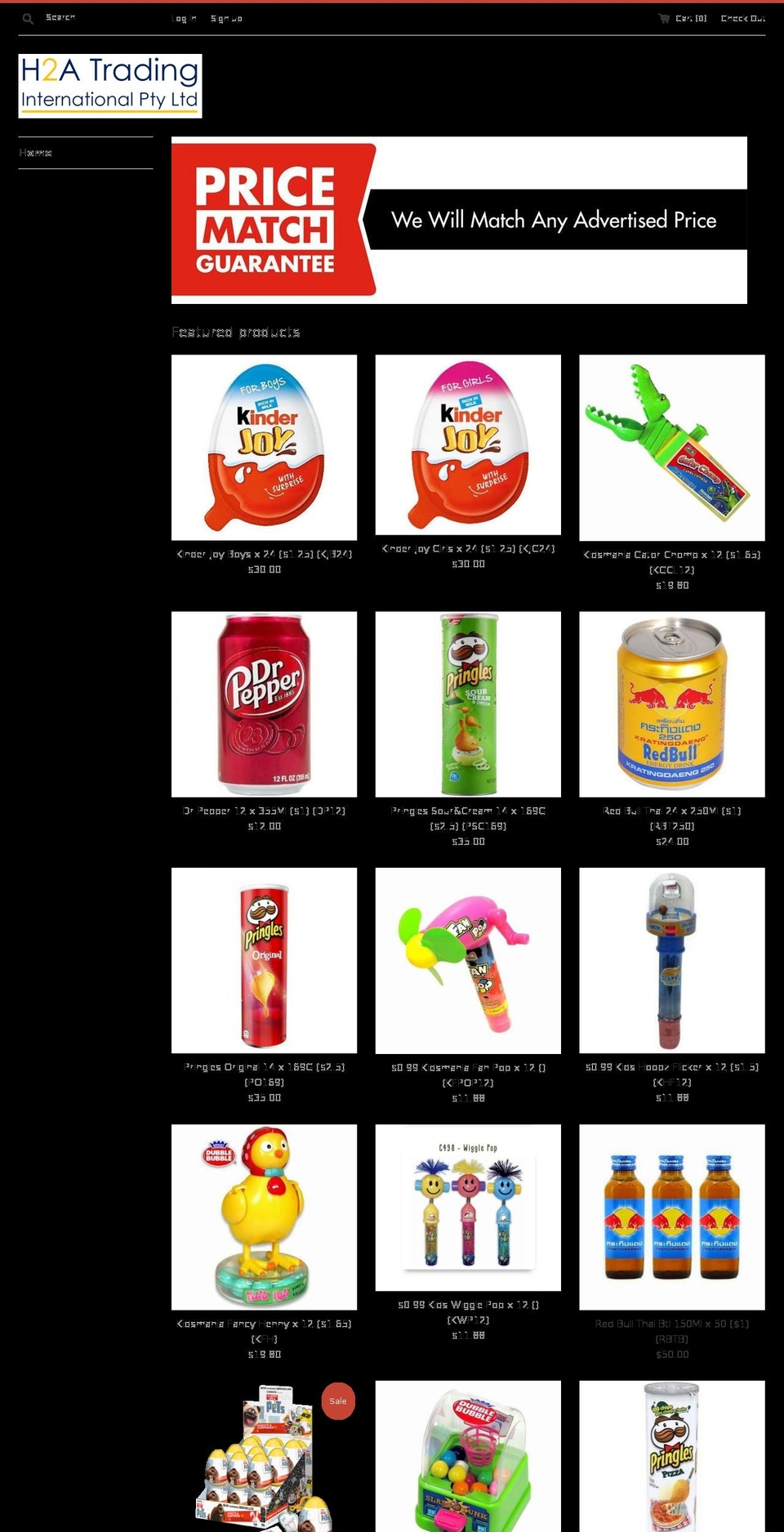 h2atrading.com — Shopify storefront screenshot