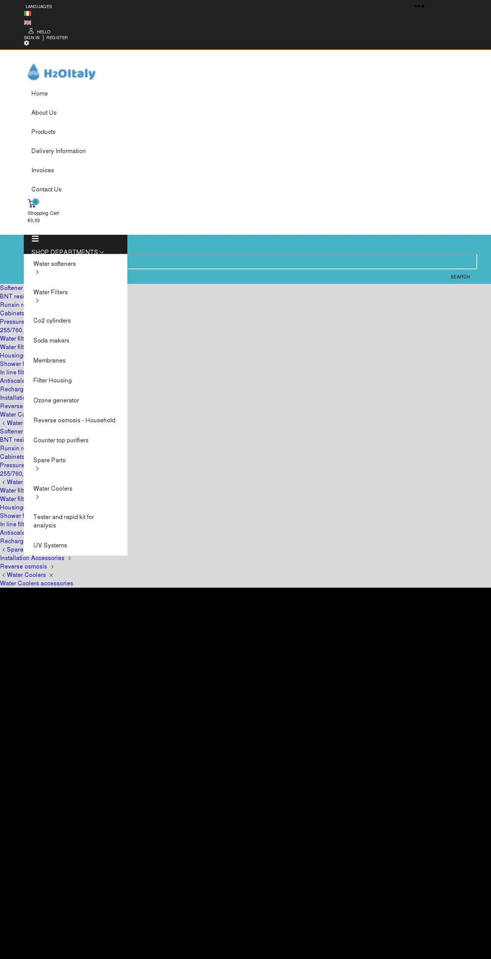 h2oitaly.com shopify website screenshot