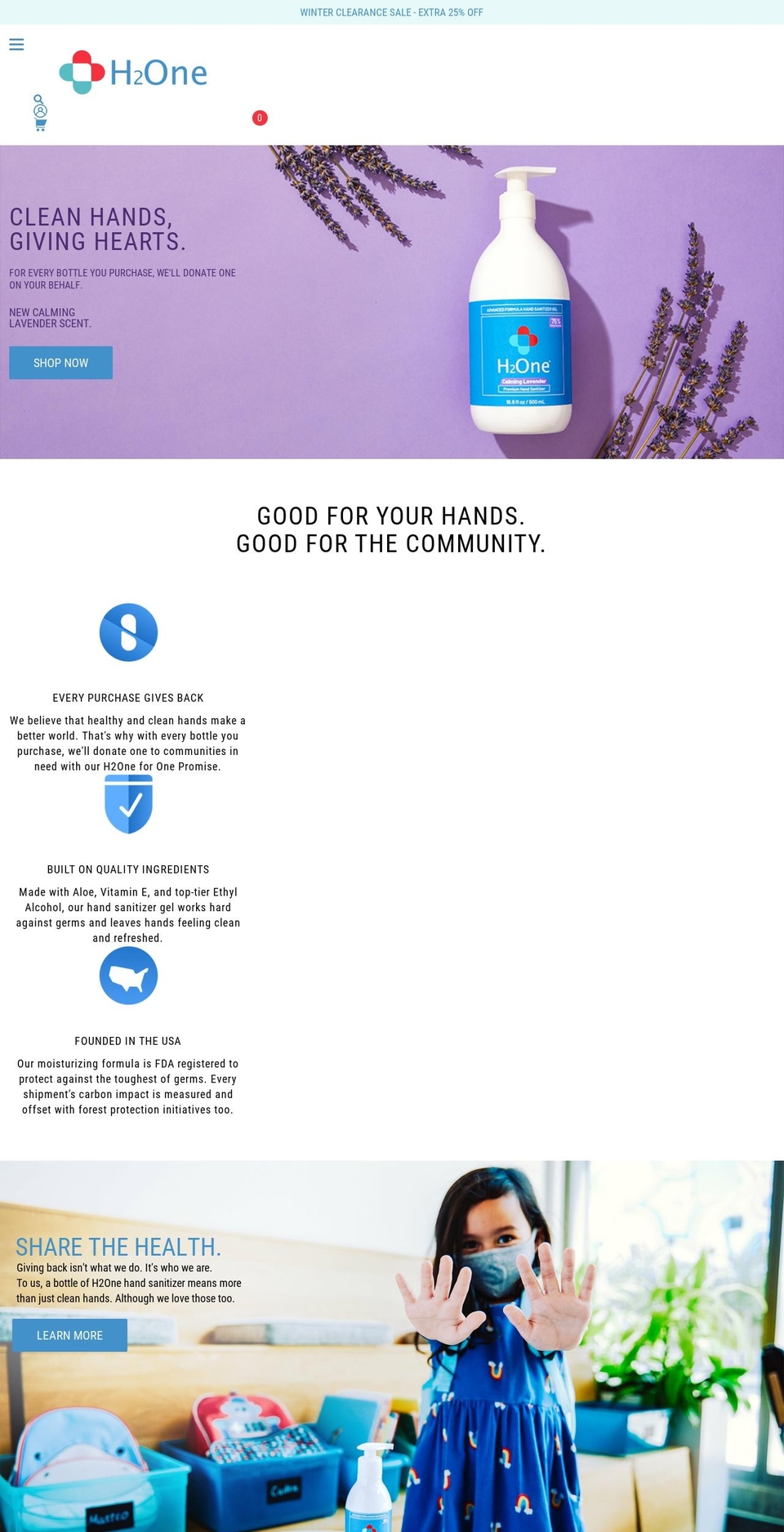 h2one.com shopify website screenshot