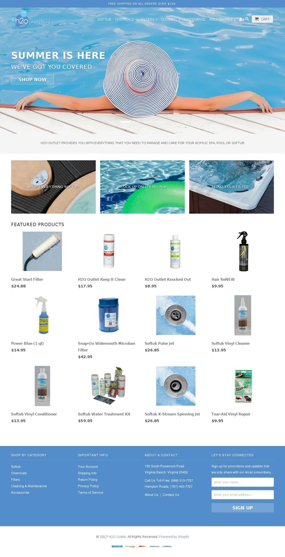 h2ooutlet.com shopify website screenshot