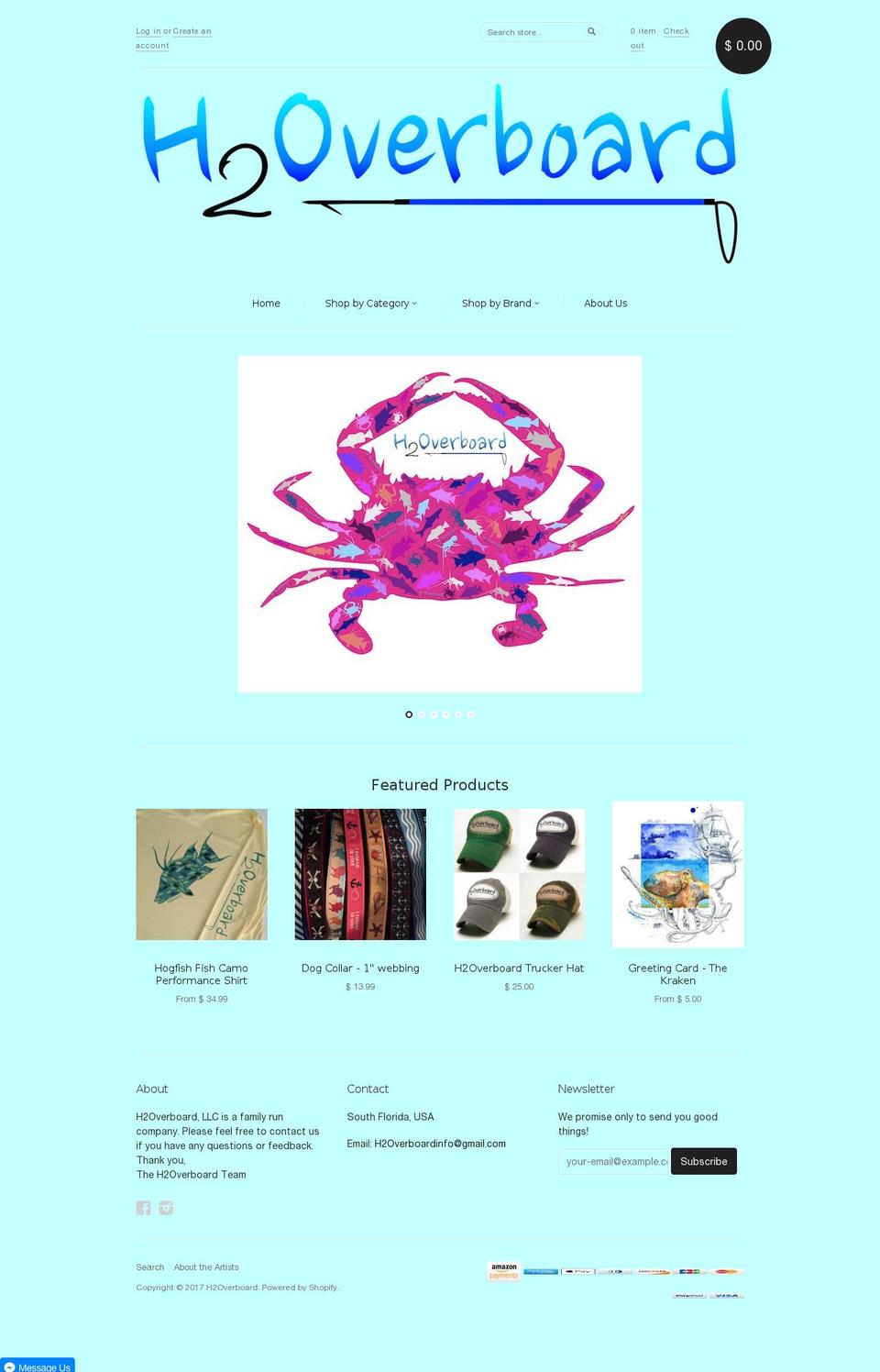 h2overboard.com shopify website screenshot