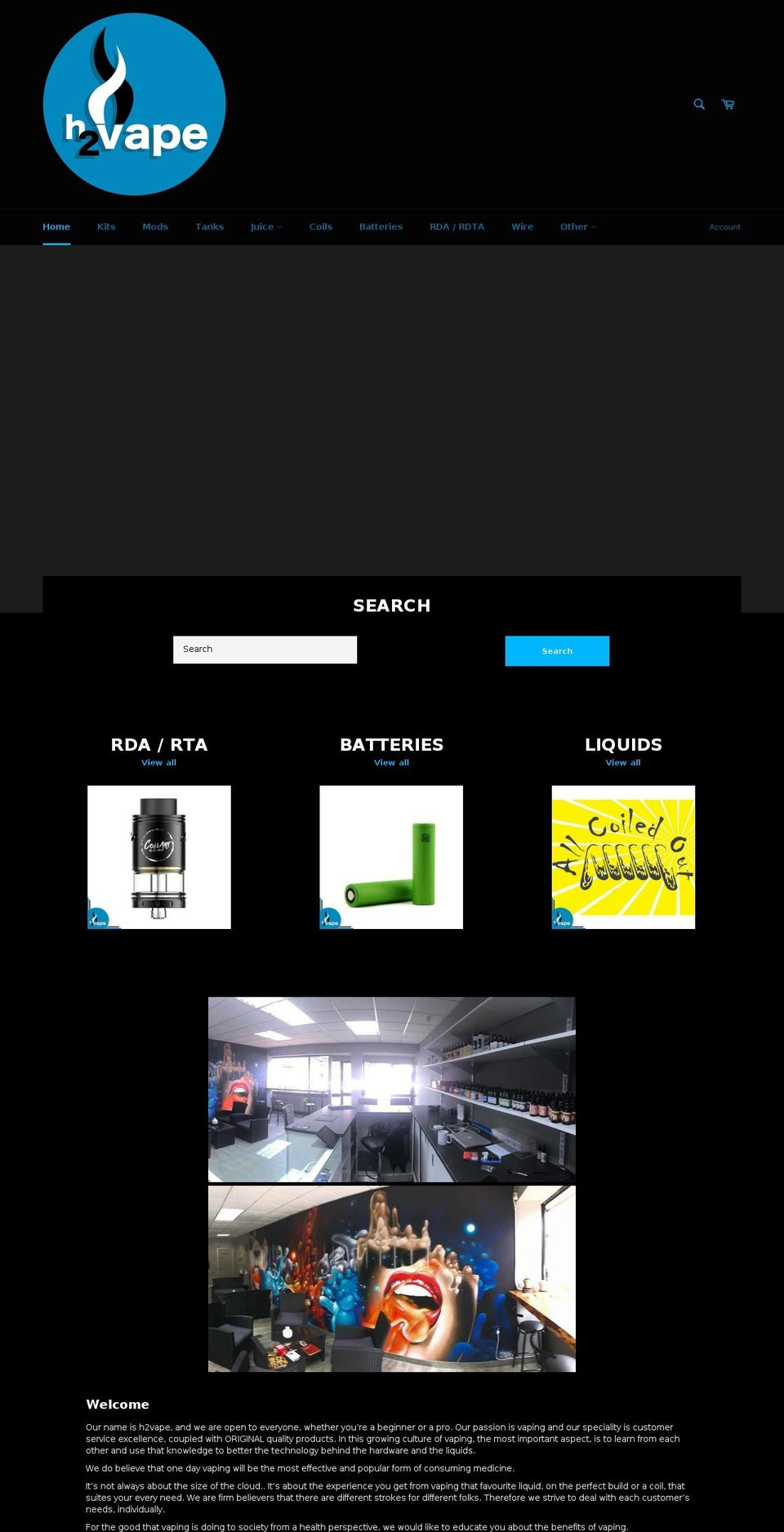 h2vape.co.za shopify website screenshot