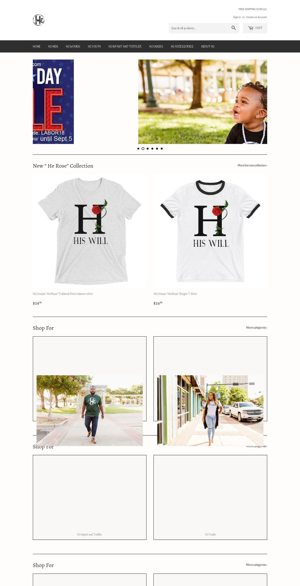 h3hiswill.com shopify website screenshot