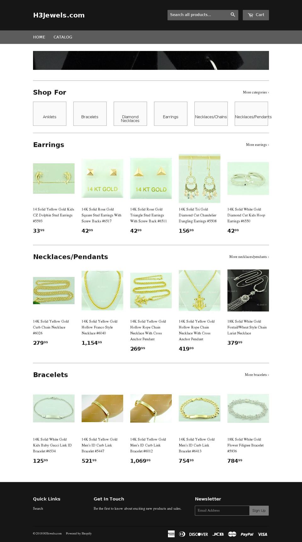 h3jewels.com shopify website screenshot
