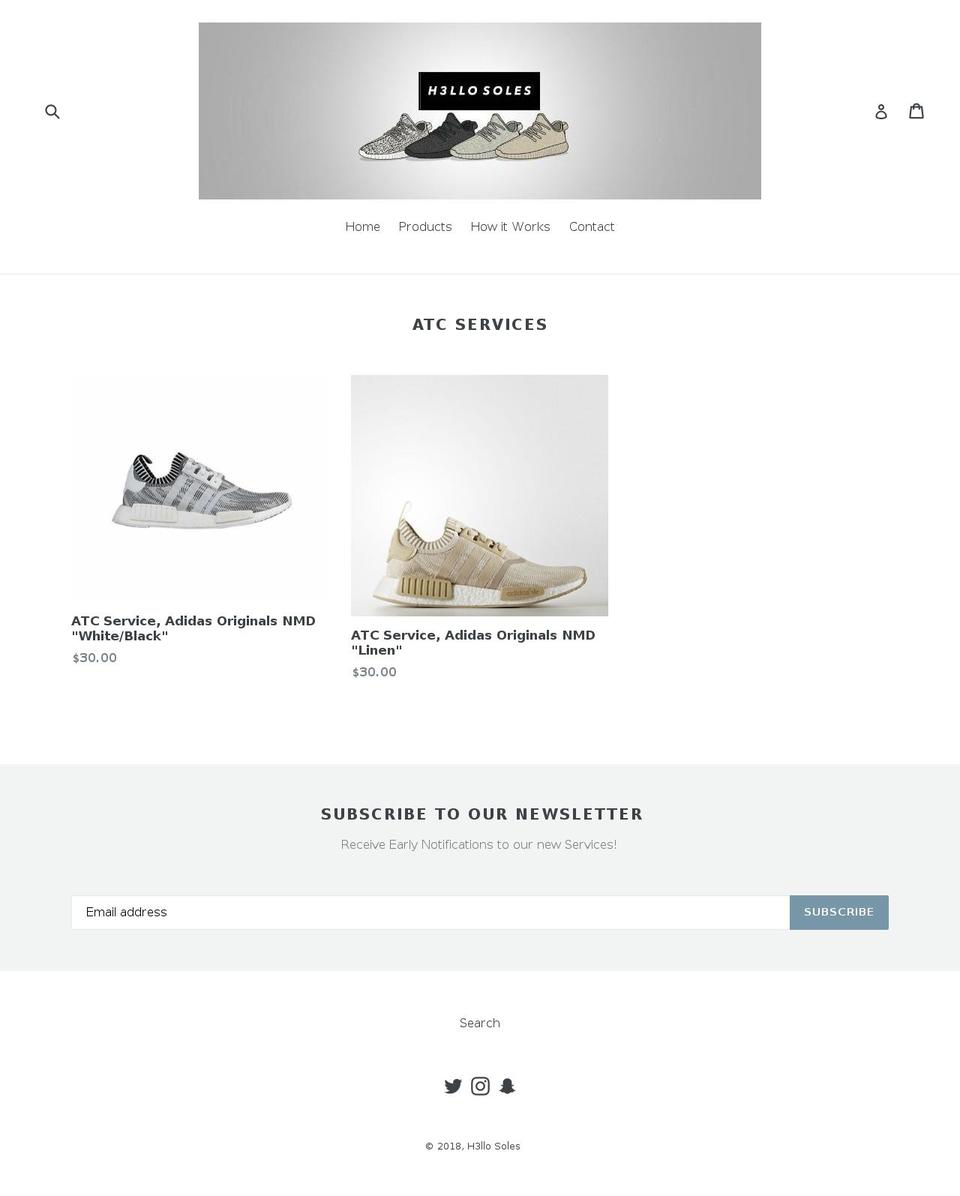 h3llosoles.com — Shopify storefront screenshot