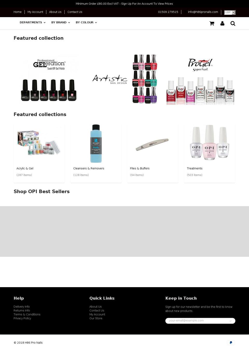 h86pronails.com shopify website screenshot