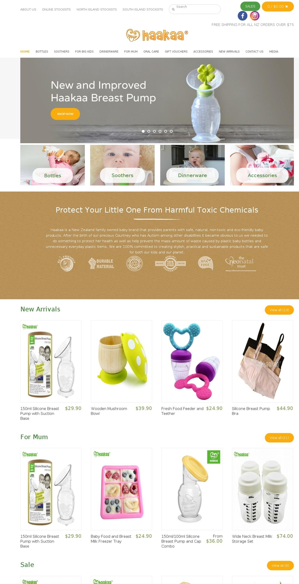 Canopy Shopify theme site example haakaa.co.nz