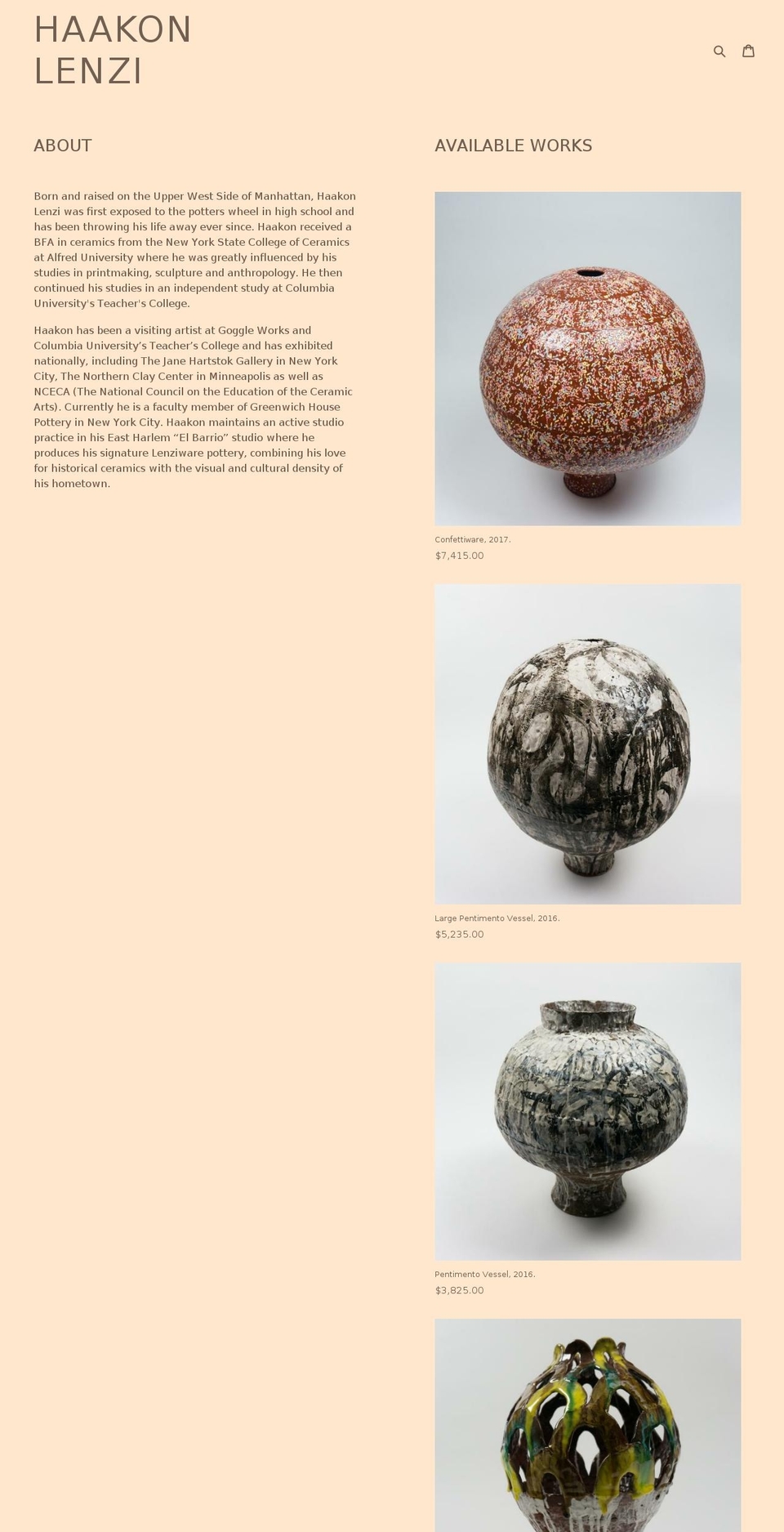 haakonlenzi.com shopify website screenshot