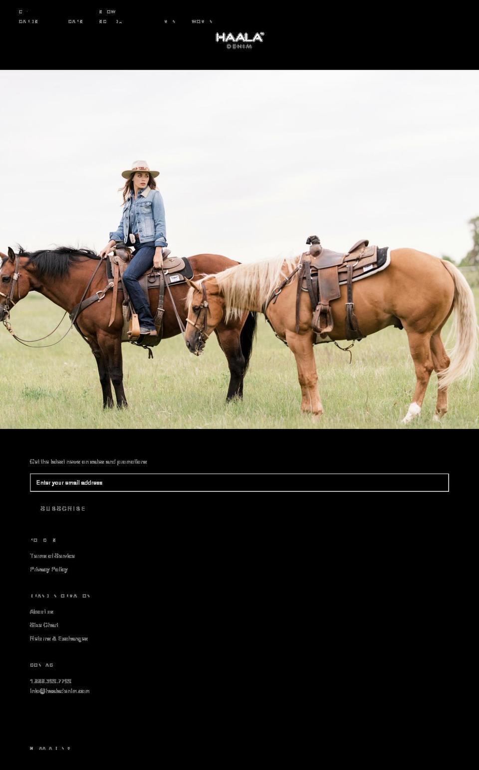haaladenim.com shopify website screenshot