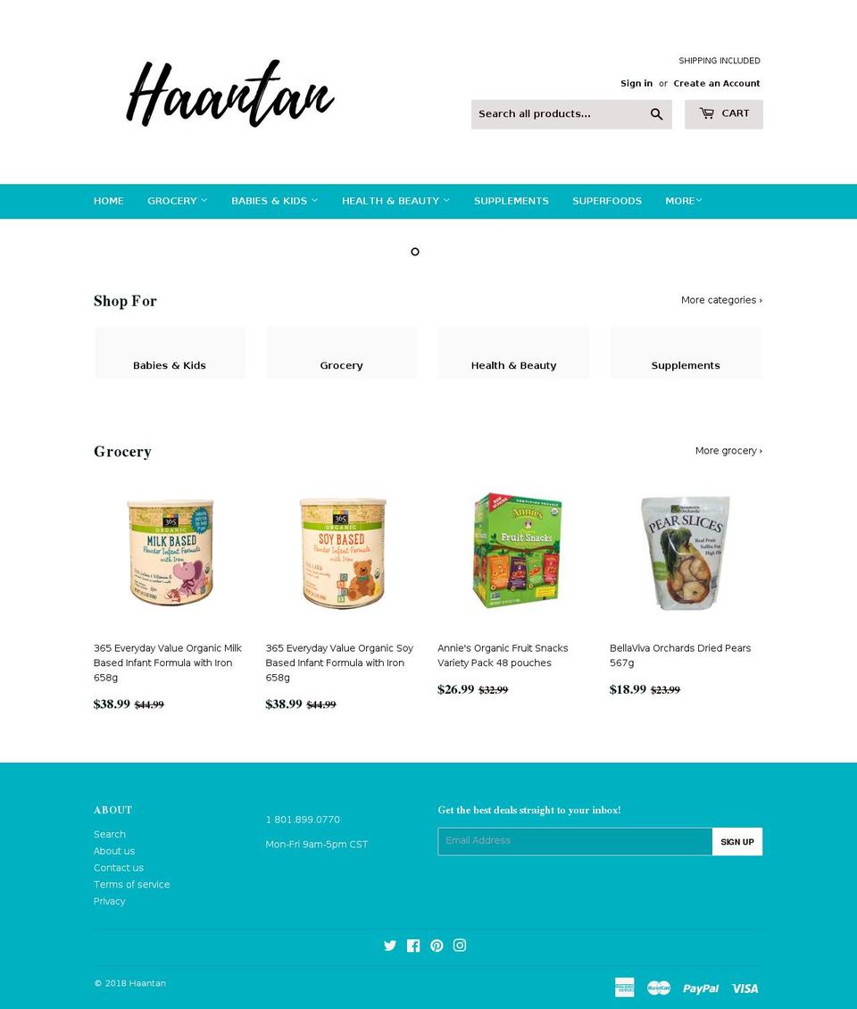 haantan.com — Shopify storefront screenshot