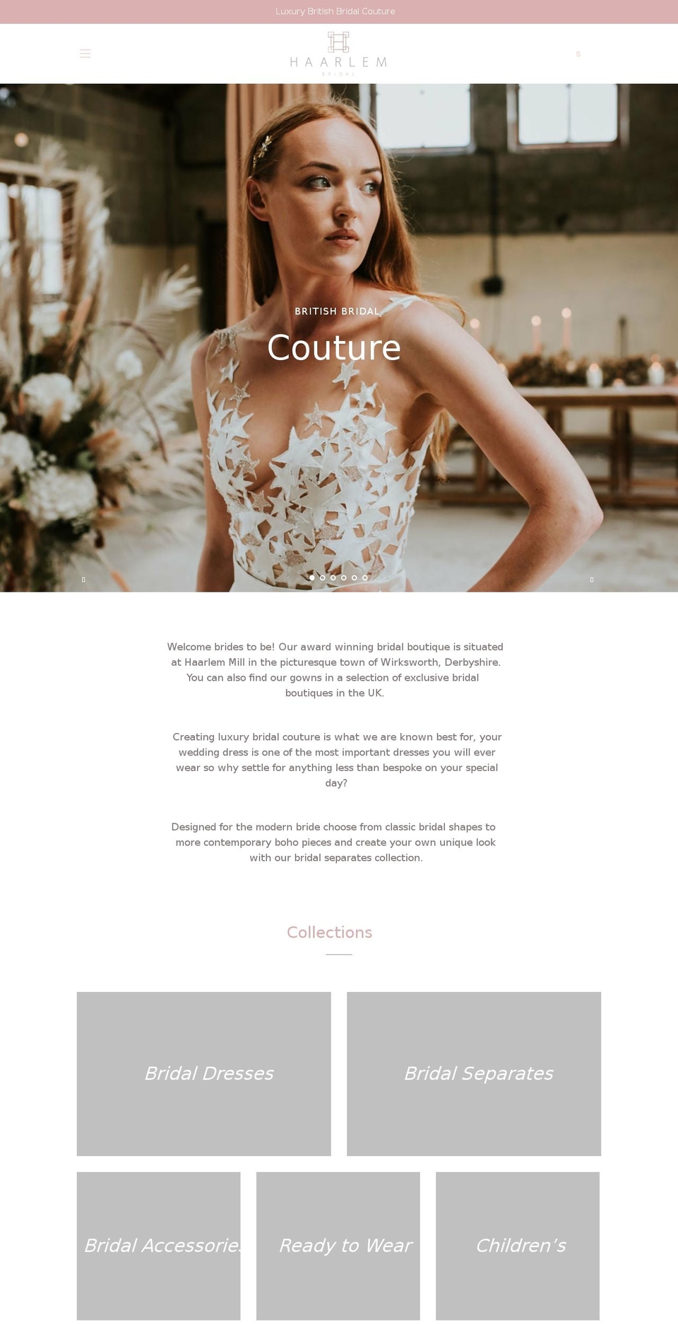 haarlembridal.com shopify website screenshot