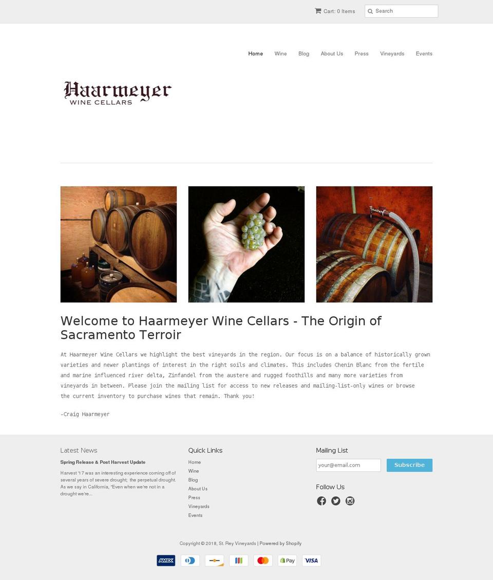 haarmeyerwinecellars.com shopify website screenshot