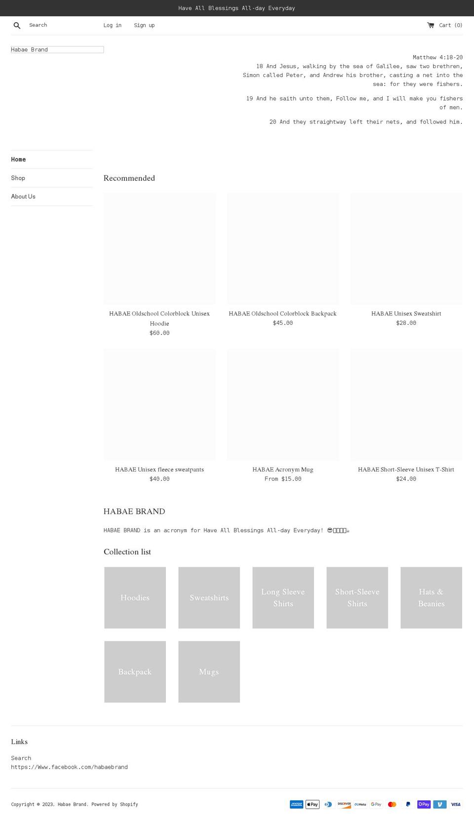habaebrand.com shopify website screenshot
