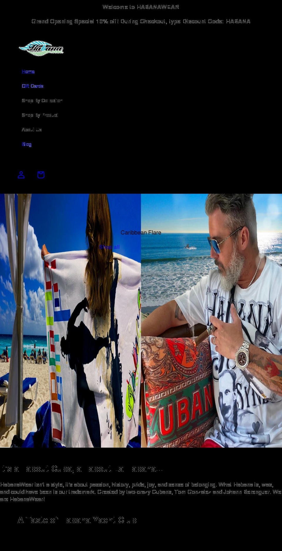 habanawear.com shopify website screenshot