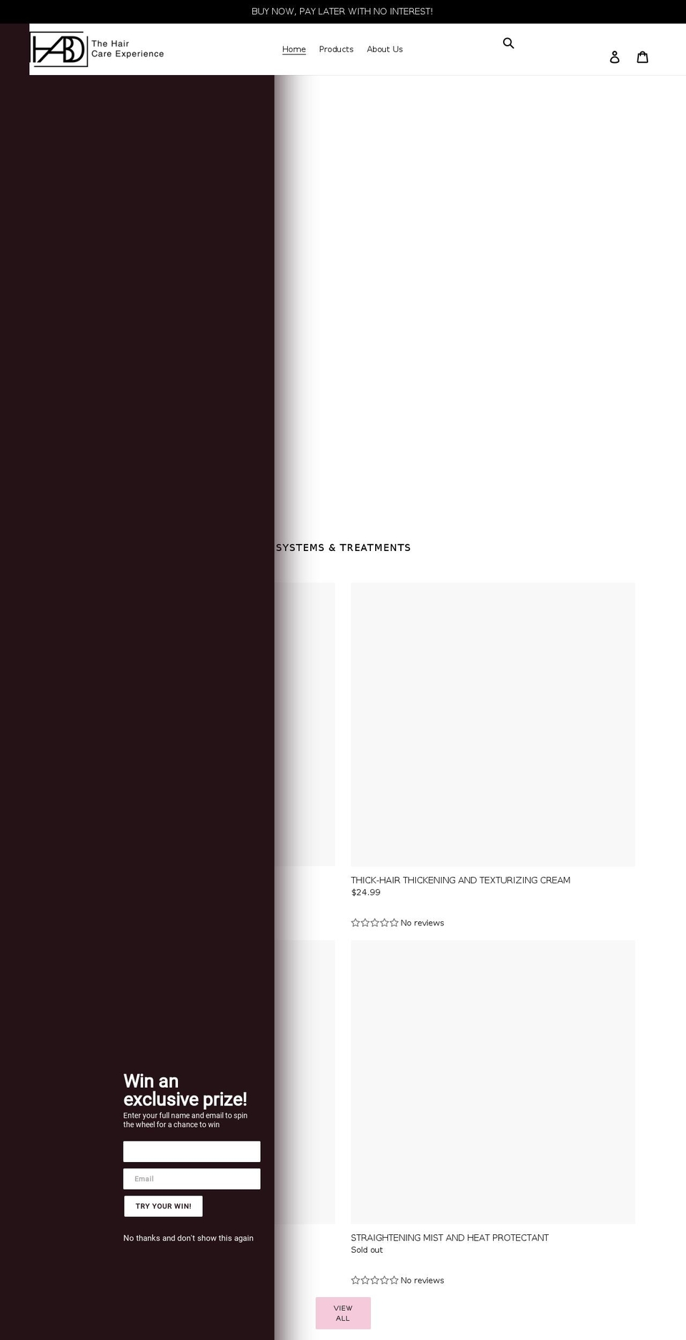 habdhaircare.com shopify website screenshot