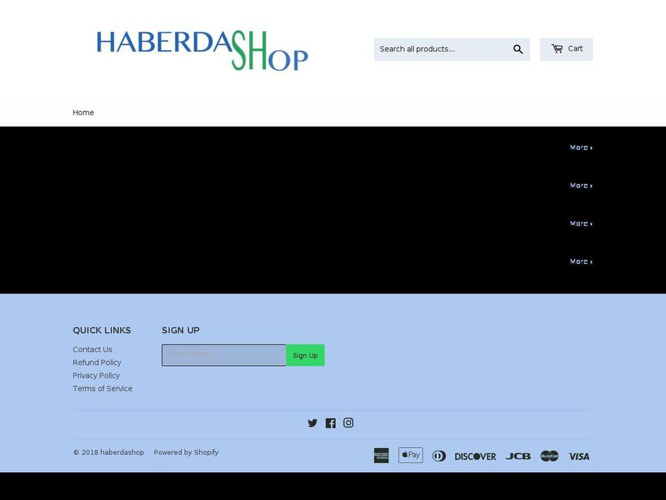 haberdashop.com shopify website screenshot