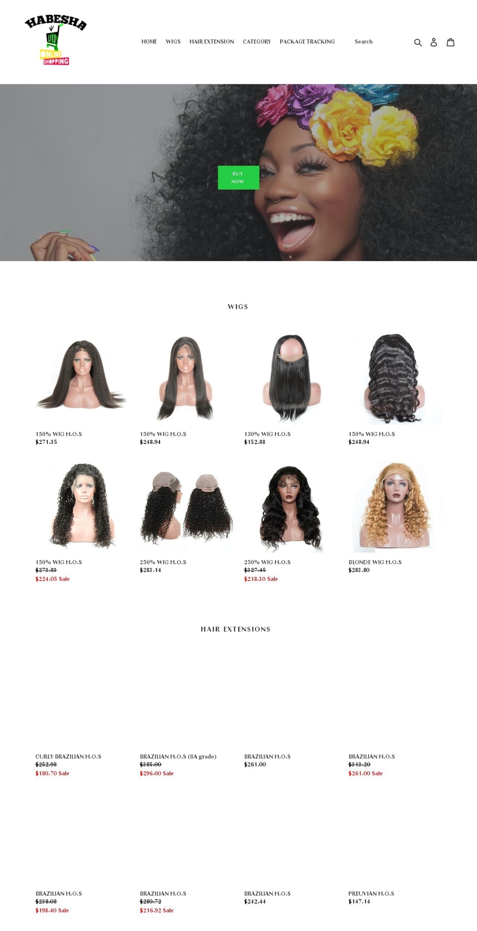 habeshaonlineshopping.com — Shopify storefront screenshot