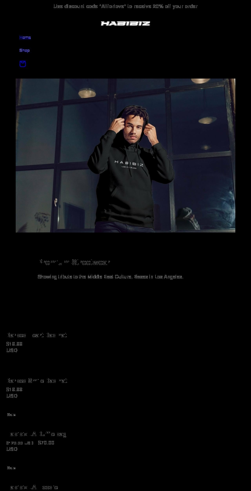 habibizofficial.com shopify website screenshot