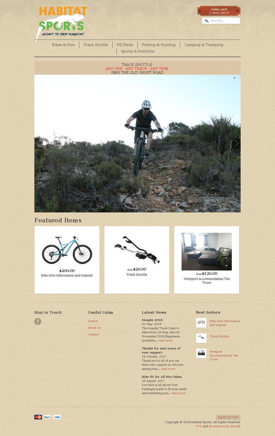 habitatsports.co.nz shopify website screenshot