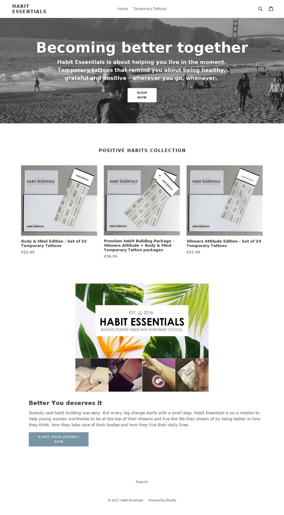 habitessentials.com shopify website screenshot