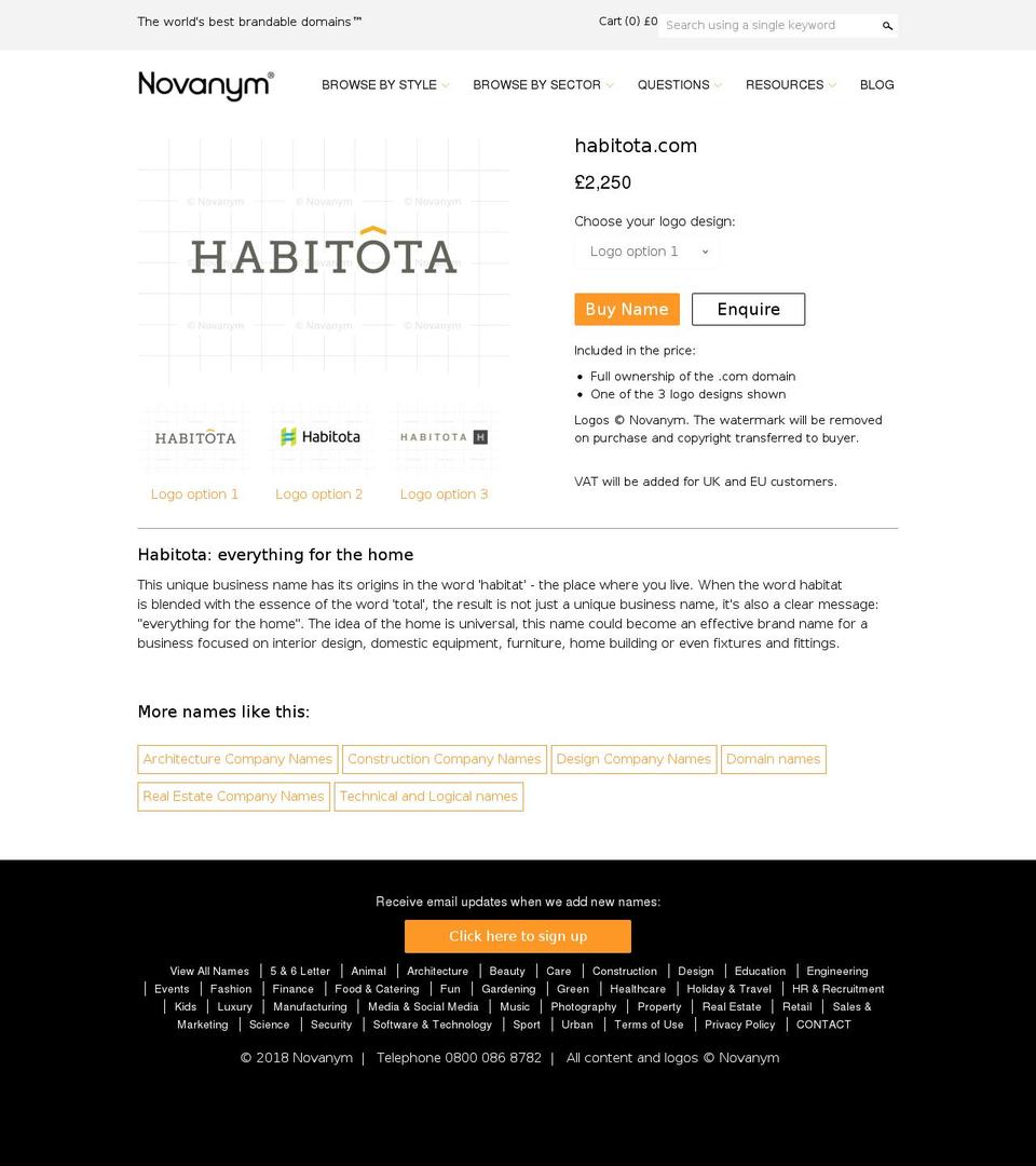 habitota.com — Shopify storefront screenshot