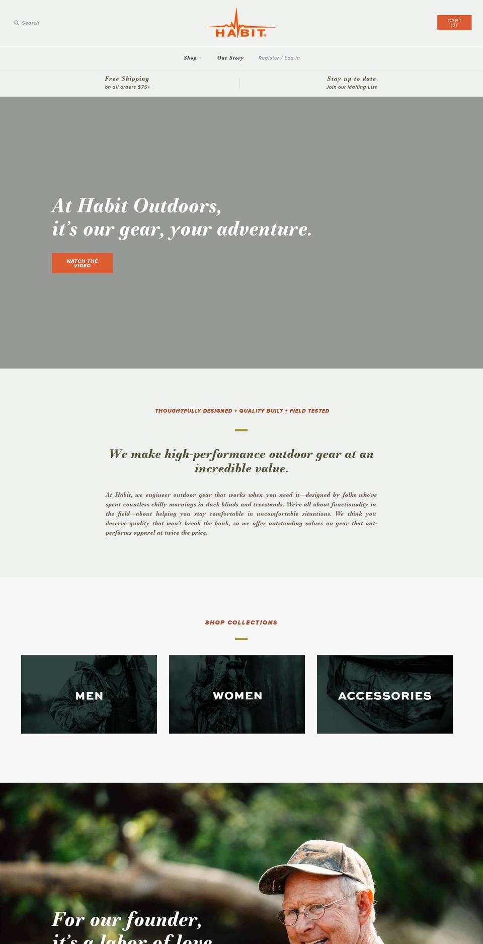 habitoutdoors.com shopify website screenshot