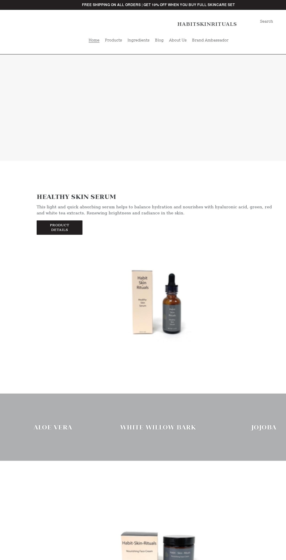 habitskinrituals.com shopify website screenshot