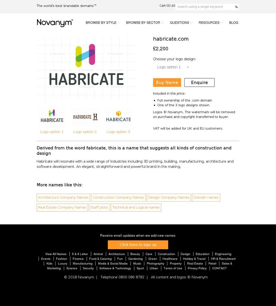habricate.com — Shopify storefront screenshot