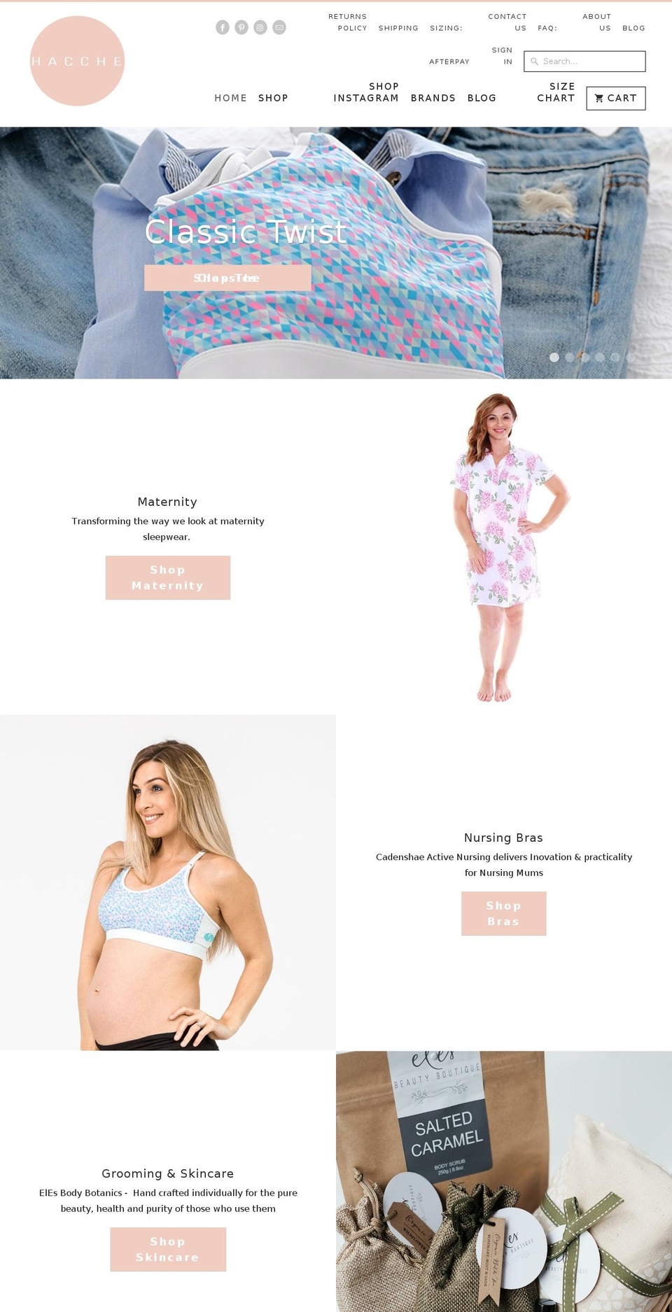 hacchematernity.com shopify website screenshot
