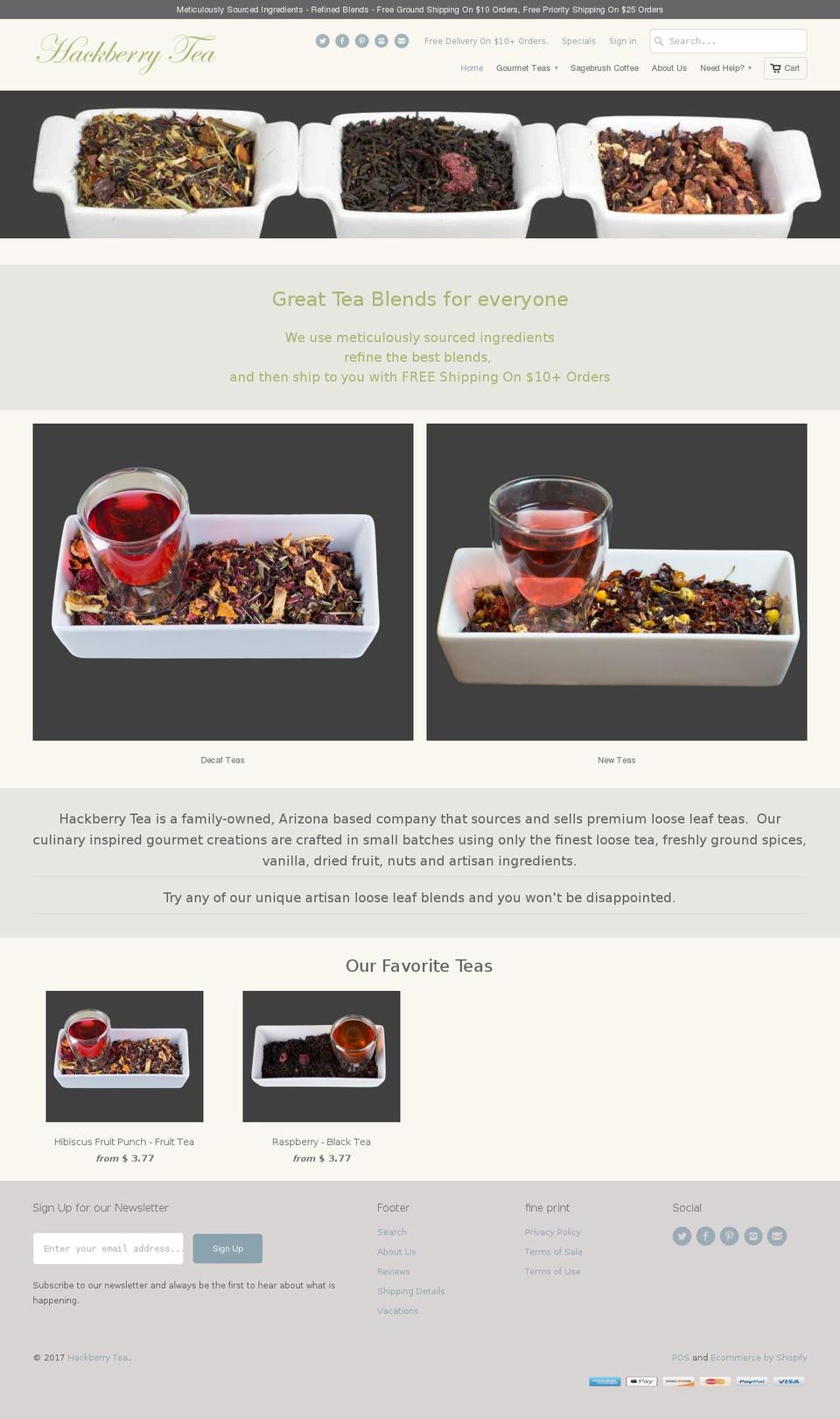 hackberrytea.com shopify website screenshot