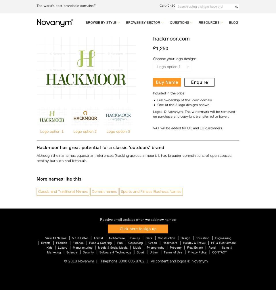 hackmoor.com shopify website screenshot