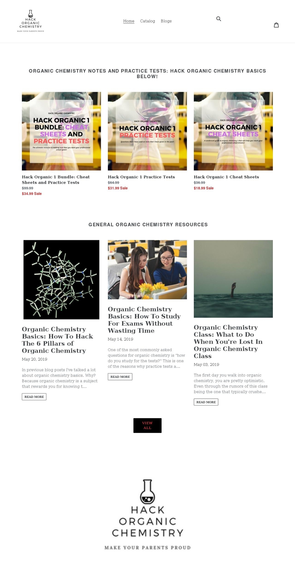 hackorganicchemistry.com shopify website screenshot
