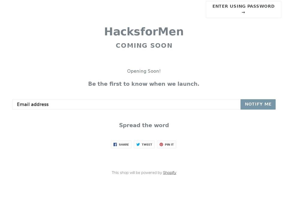 hacksformen.com shopify website screenshot