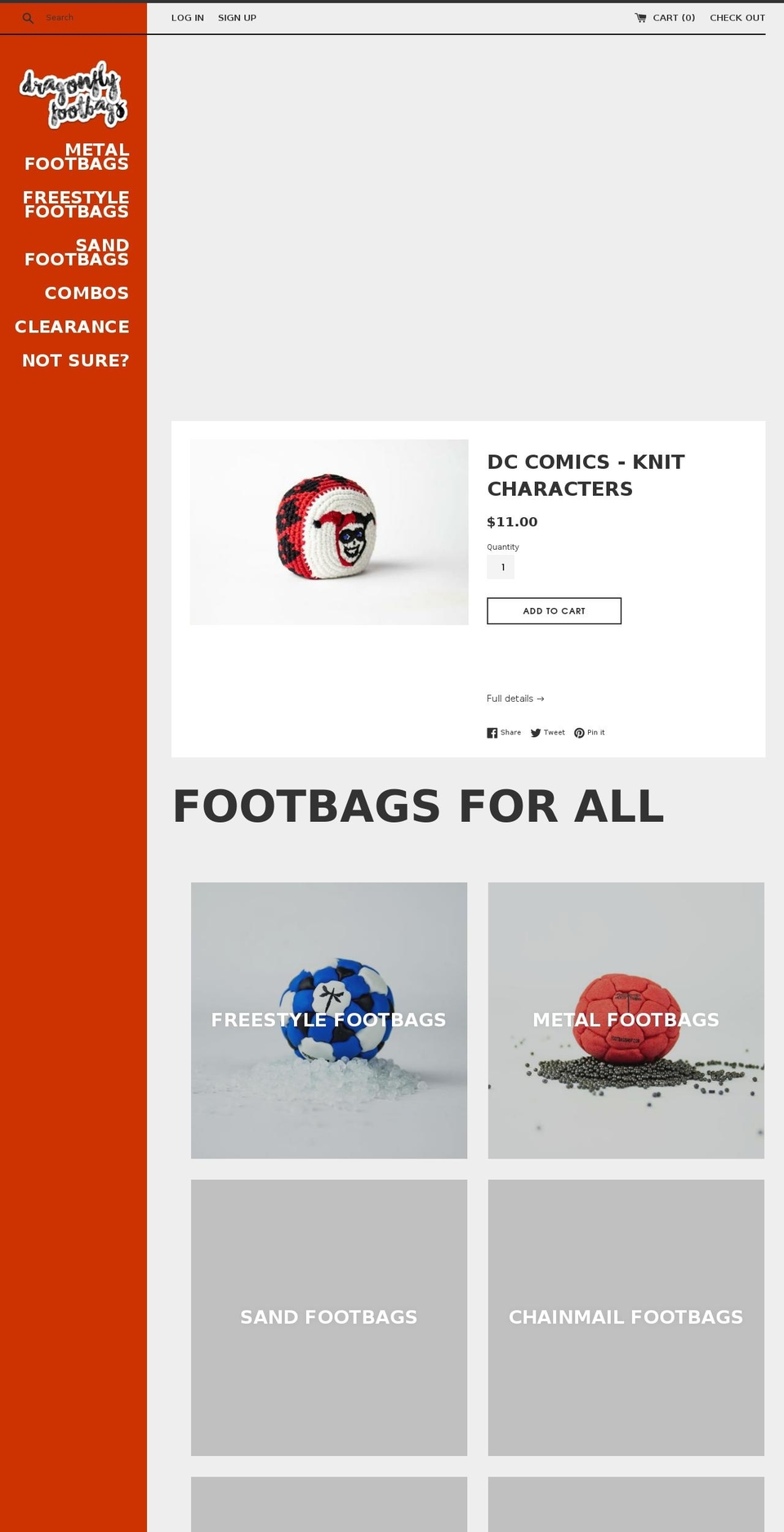 hackysackshop.com — Shopify storefront screenshot