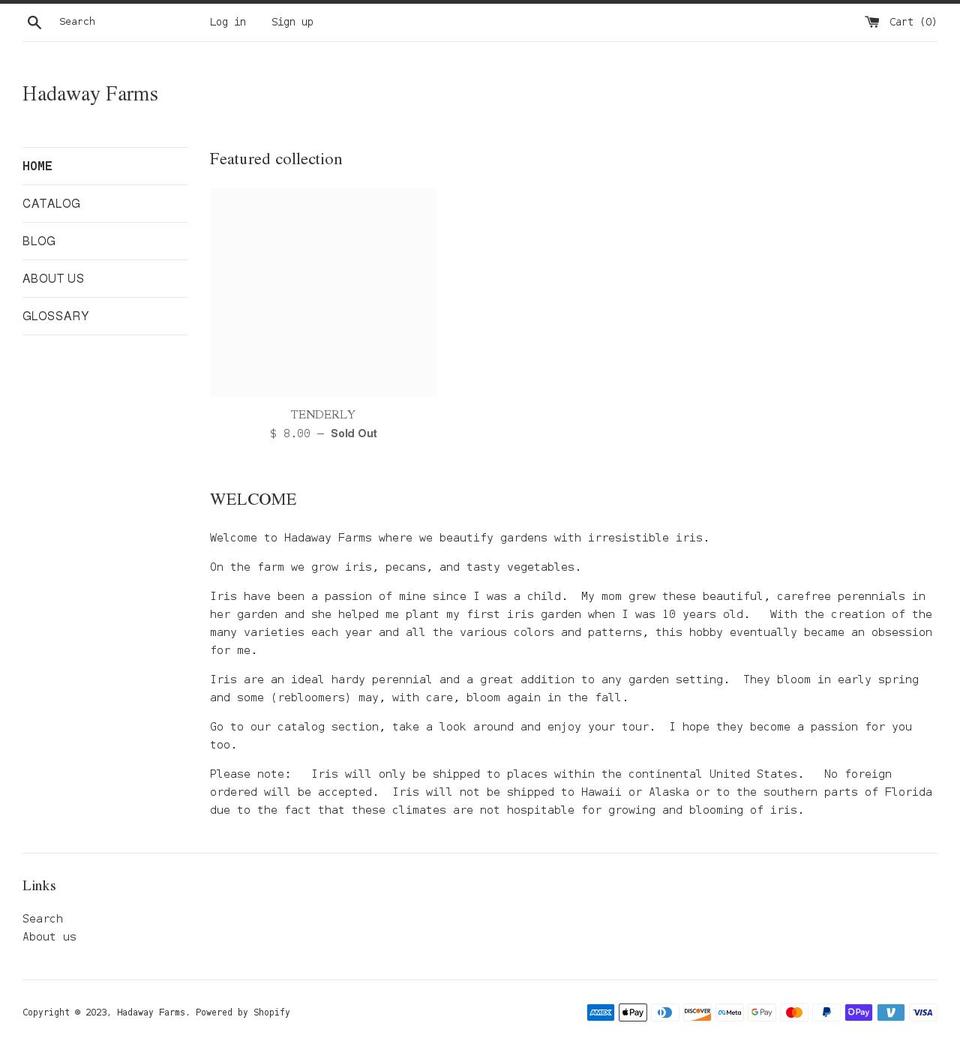 hadawayfarms.com shopify website screenshot