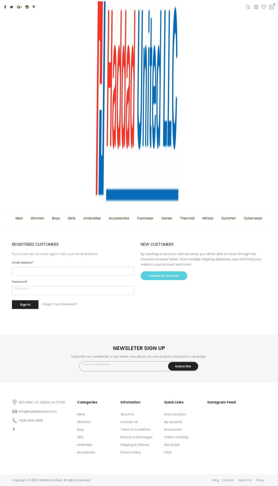 haddadunited.com — Shopify storefront screenshot