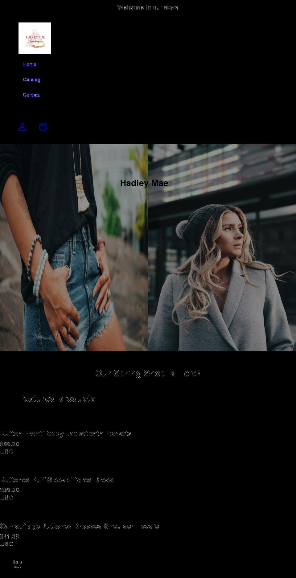hadleymaeboutique.com shopify website screenshot
