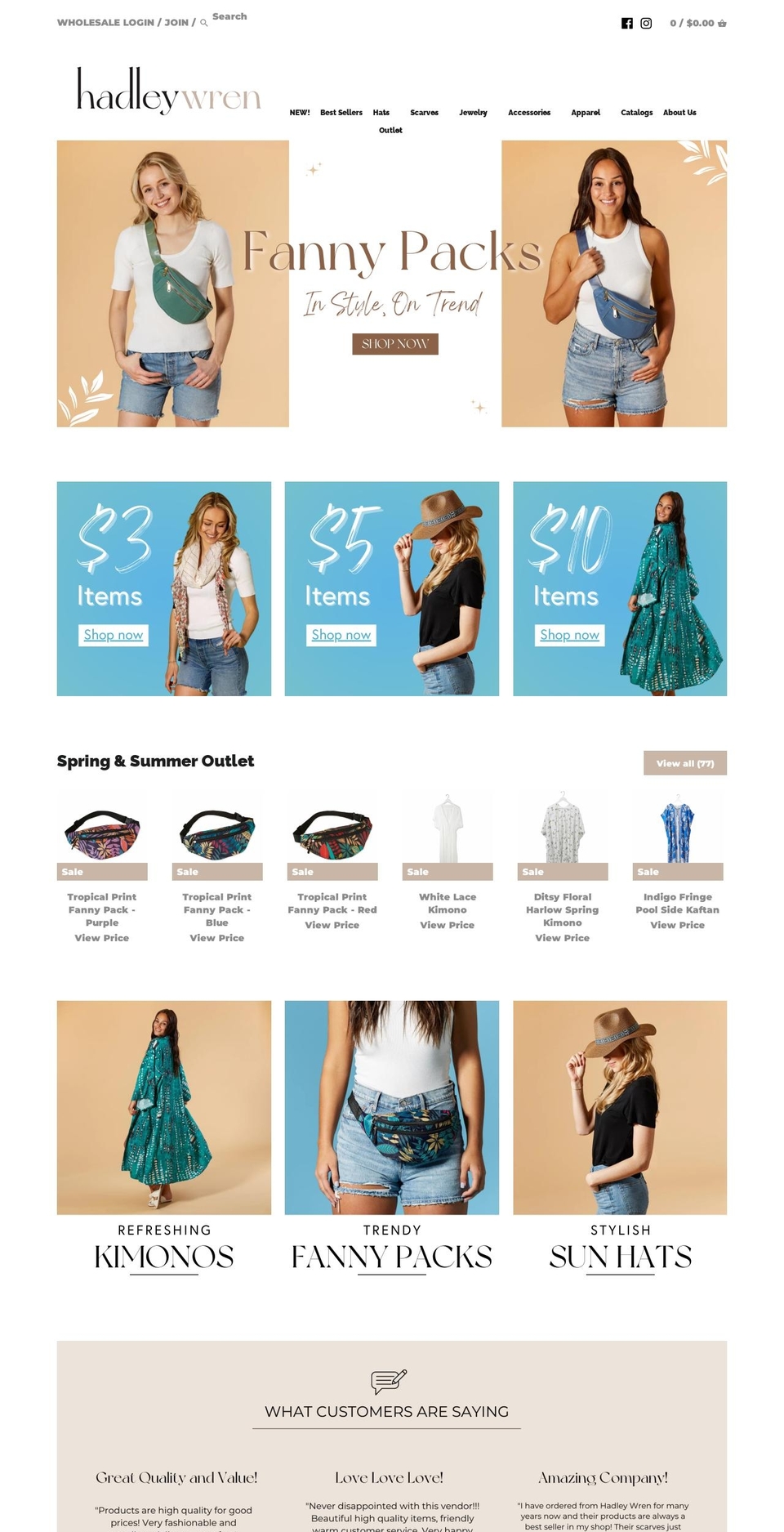hadleywrenwholesale.com shopify website screenshot