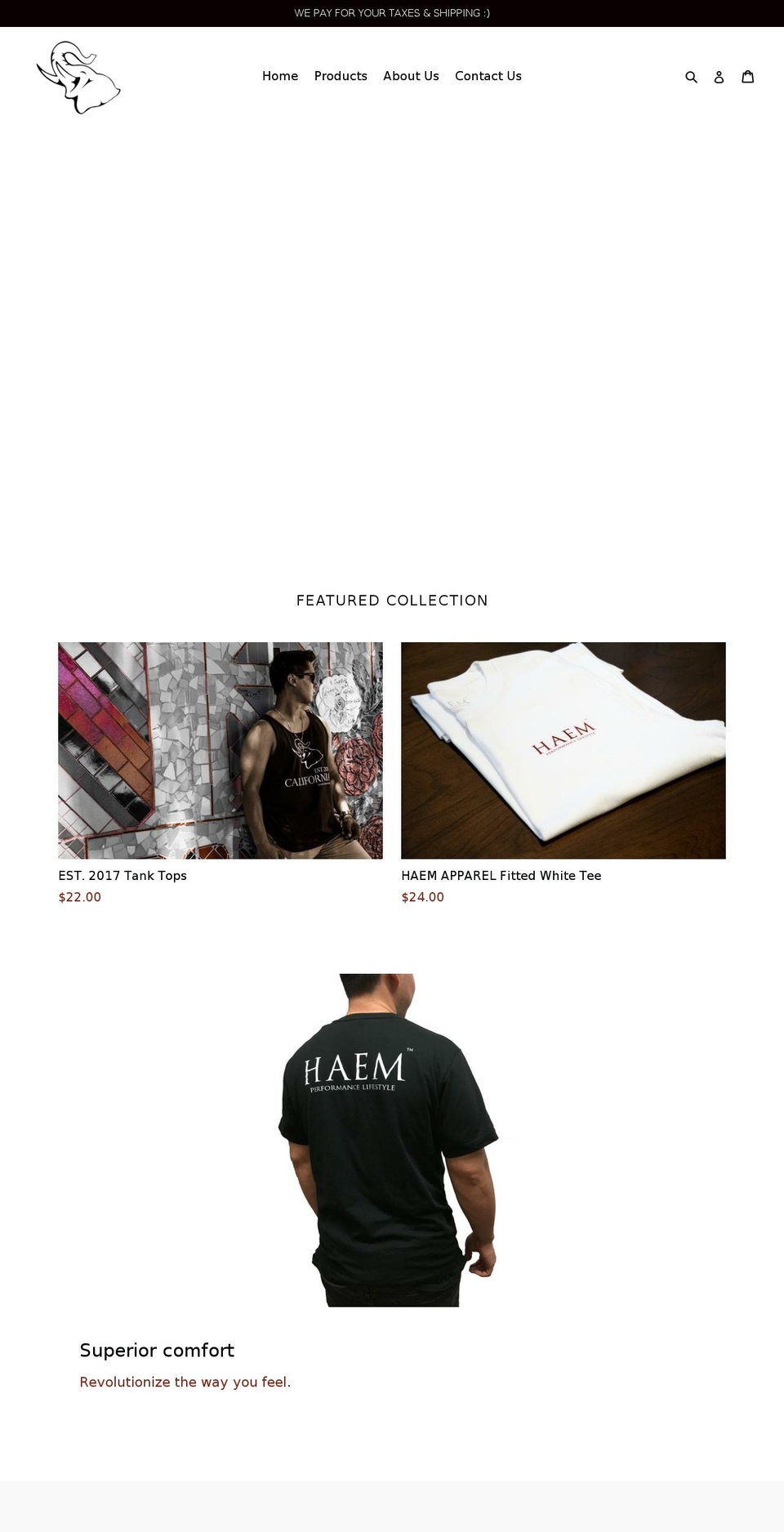 haemapparel.com — Shopify storefront screenshot