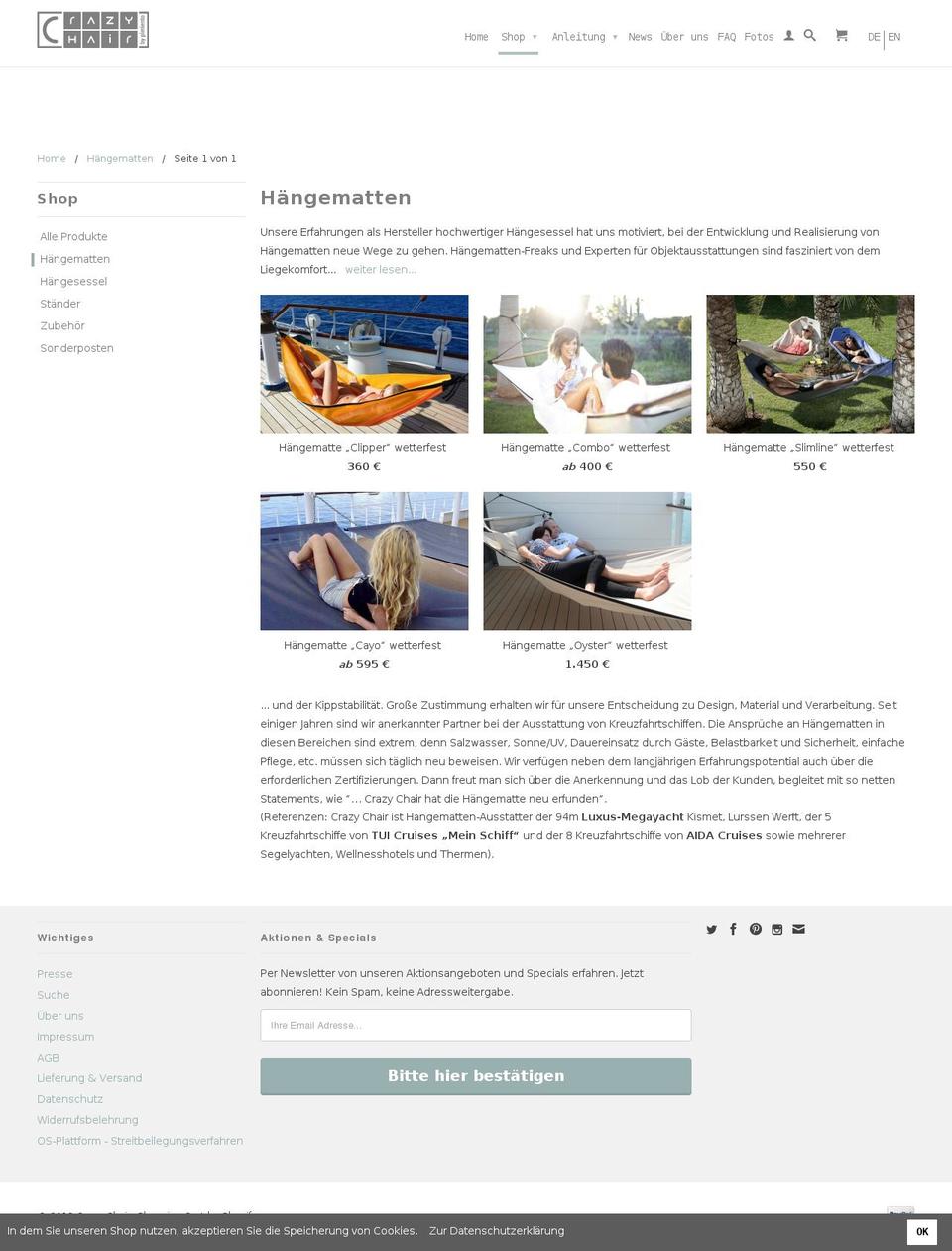 haengemattensitz.de shopify website screenshot