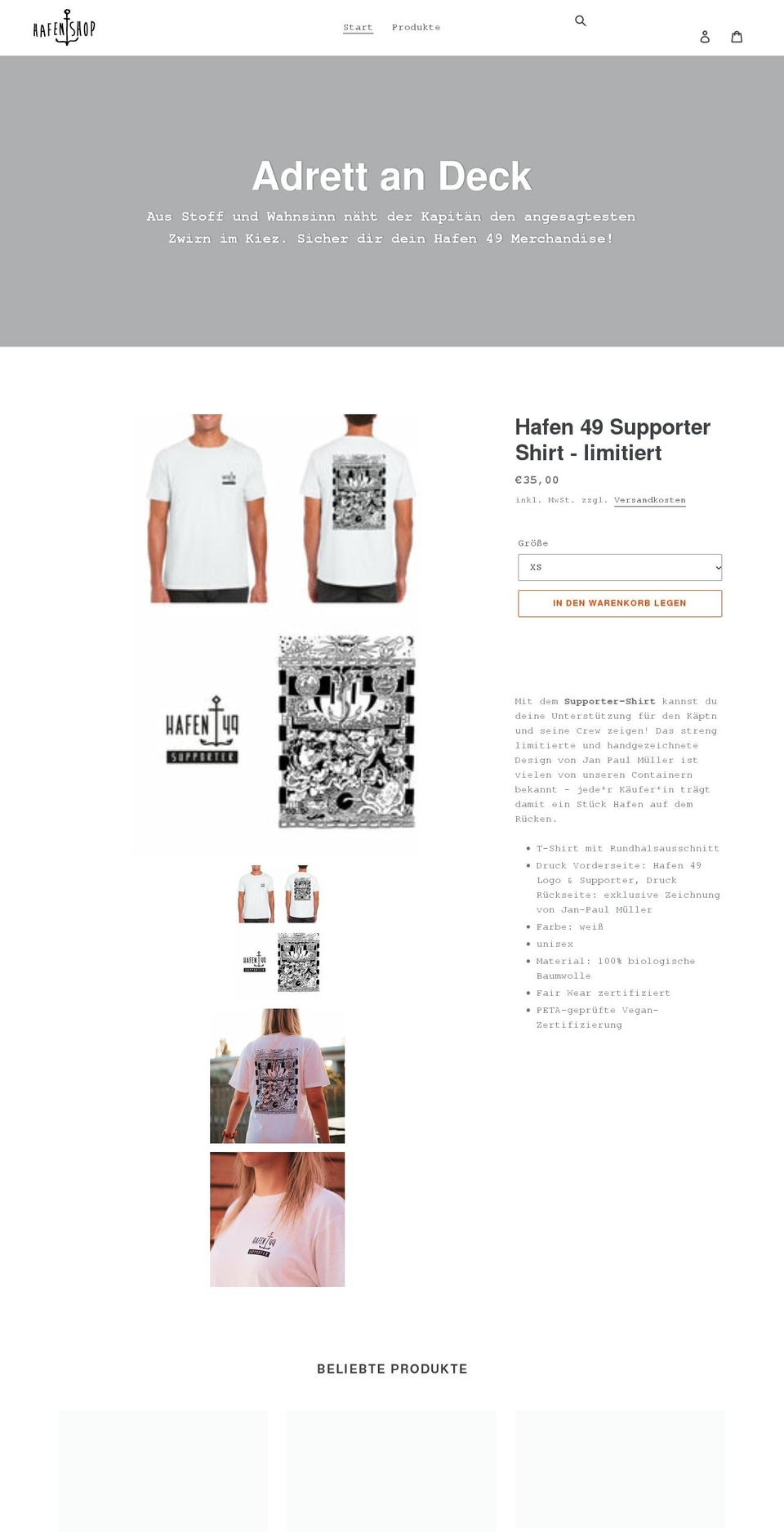 hafen49.shop shopify website screenshot