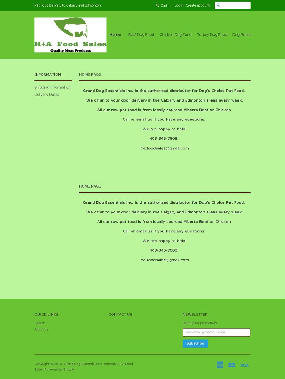 hafoodsales.com — Shopify storefront screenshot