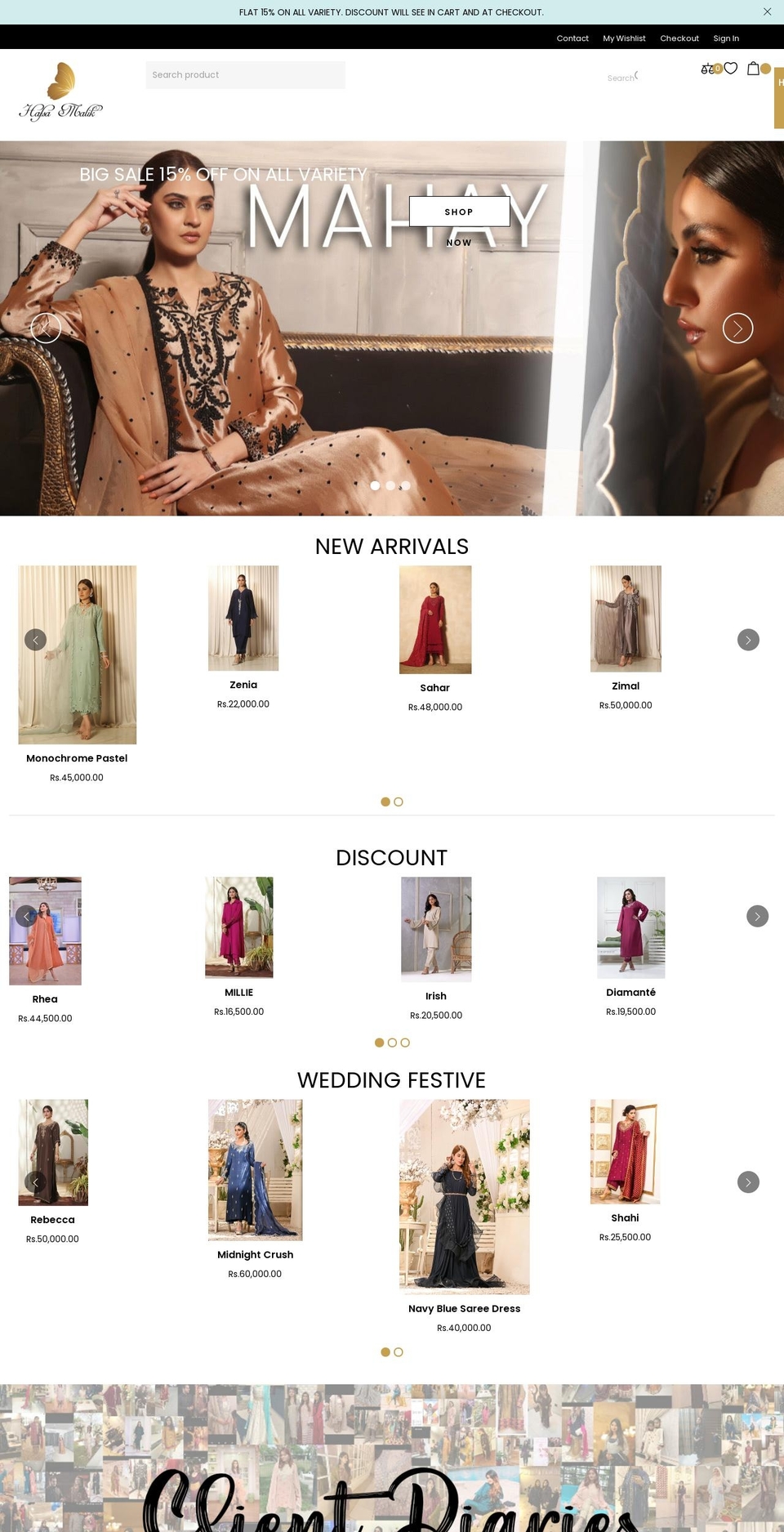 hafsamalik.com shopify website screenshot