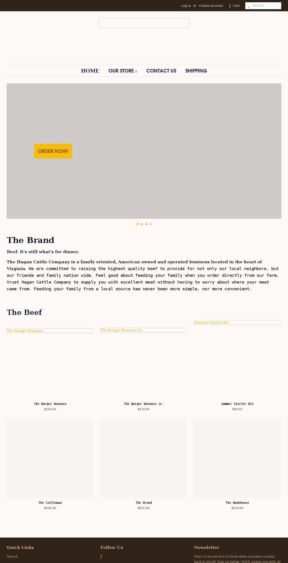 hagancattleco.com shopify website screenshot