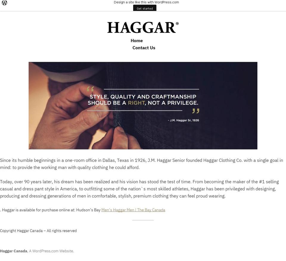 haggar.ca shopify website screenshot